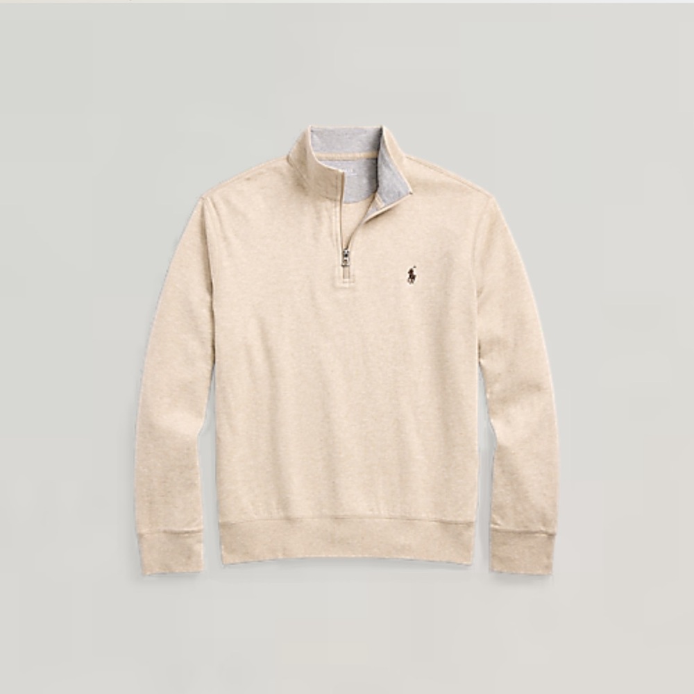 Polo Ralph Lauren Quarter Zip Sweater XL Tan Beige Brown Men
